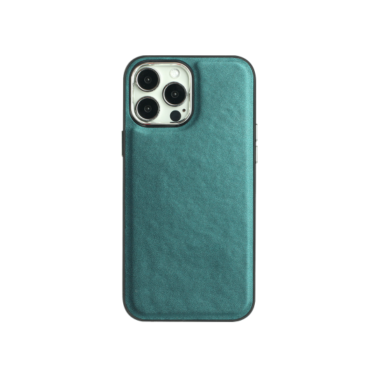 Apple iPhone 15 Pro Max - Gumiran ovitek (TPUL Nude) - usnjen izgled - zelen