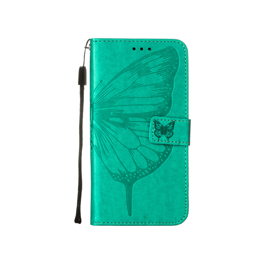 Apple iPhone 15 Plus - Preklopna torbica (WLGO-Butterfly) - turkizna