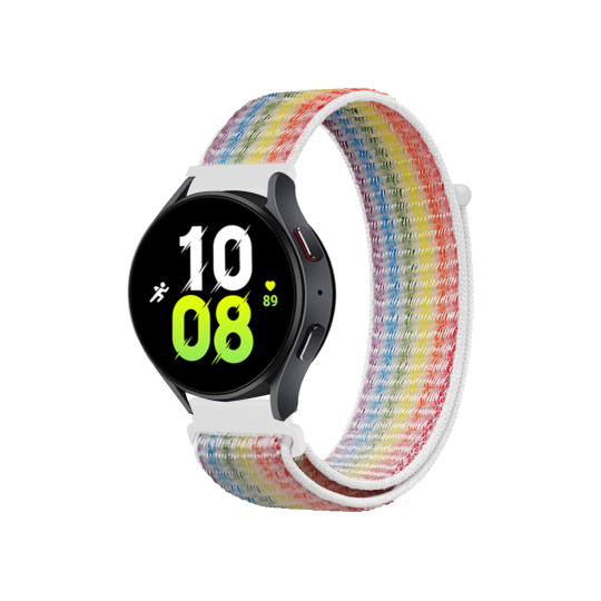 Najlonski pašček za uro (20 mm) - bel mavričen