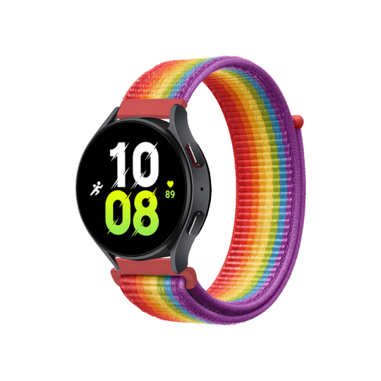 Najlonski pašček za uro (20 mm) - rdeč mavričen