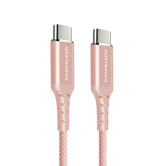 USB-C na USB-C kabel, 3.1. 65W (1m) - podatkovni in polnilni kabel - najlon, roza