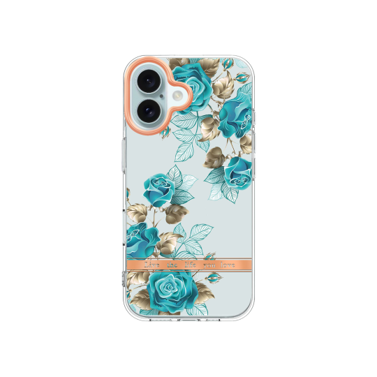 Apple iPhone 16 - Gumiran ovitek (TPUP) - Flowers - moder