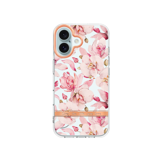Apple iPhone 16 - Gumiran ovitek (TPUP) - Flowers - roza