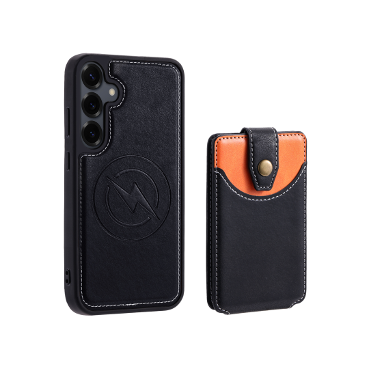 Samsung Galaxy S25 - Usnjen magnetni ovitek z žepkom (TPUL Chester + Pocky) - usnjen izgled - črn