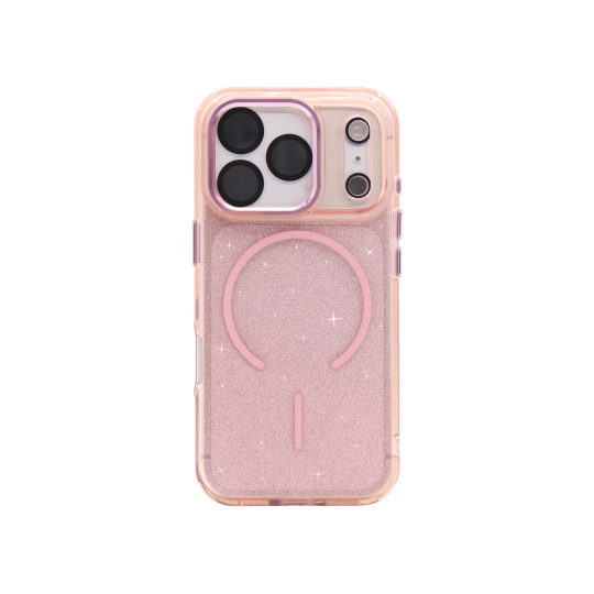Apple iPhone 17 Pro Max - Gumiran magnetni ovitek (TPU Magnetic Sparkle) - roza