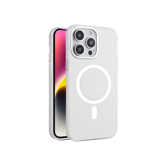 Apple iPhone 15 Pro Max - Gumiran magnetni ovitek (TPU Magnetic Frost) - bel