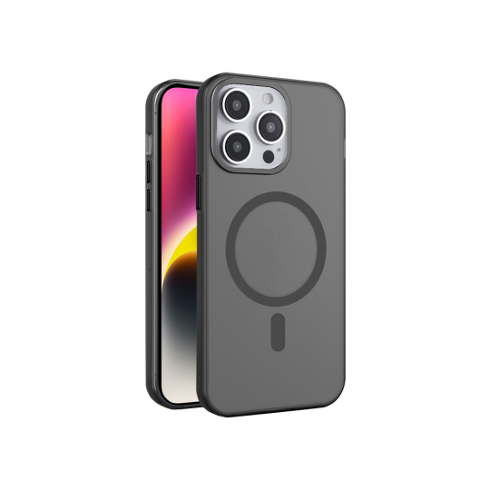 Apple iPhone 15 Pro Max - Gumiran magnetni ovitek (TPU Magnetic Frost) - črn