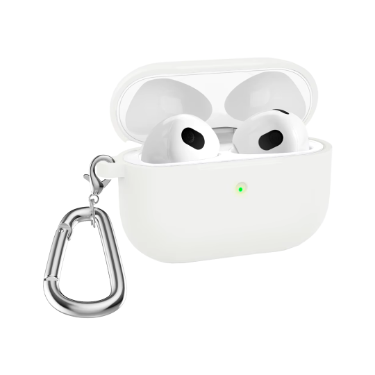 Ovitek za Apple AirPods Pro 3 - Slim - silikonski etui s karabinom - bel