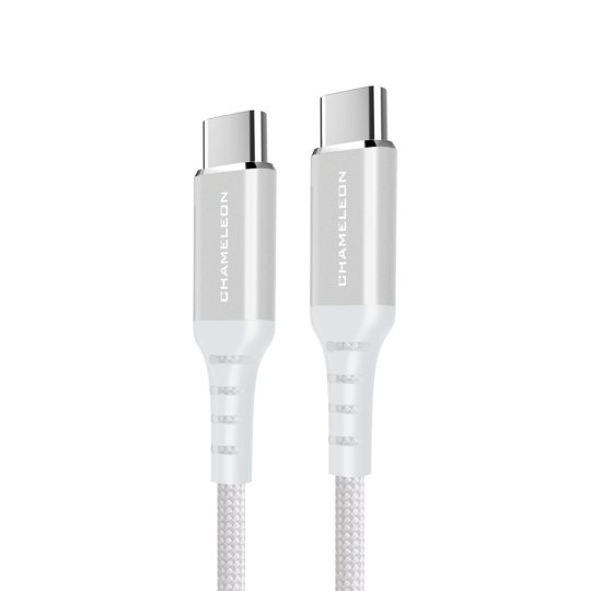 USB-C na USB-C kabel, 480Mbps, 60W (1m) - podatkovni in polnilni kabel - najlon, bel