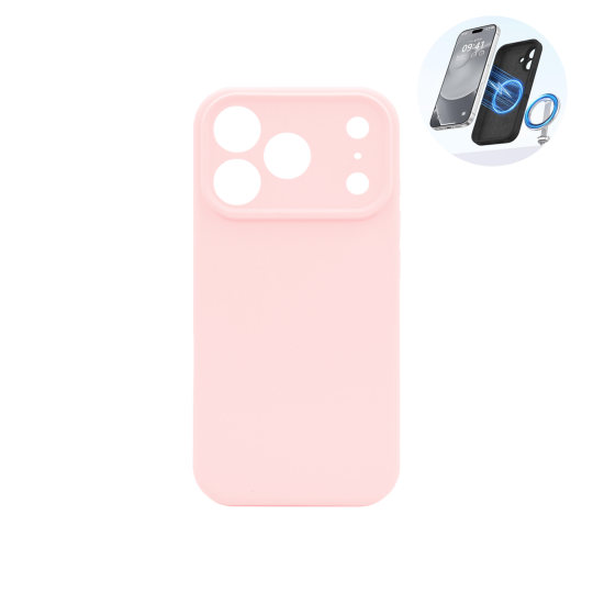 Apple iPhone 17 Pro - Silikonski ovitek (liquid silicone) - N-Soft Magnetic - Gray powder / Pastelno roza