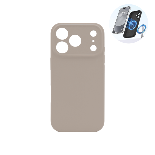 Apple iPhone 17 Pro - Silikonski ovitek (liquid silicone) - N-Soft Magnetic - Titanium original / Siva