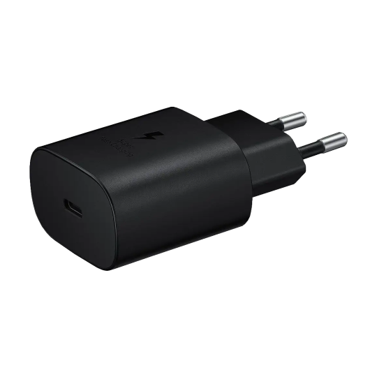 Original Samsung hišni polnilec - 25W (PPS in PD 3.0), USB-C izhod, kabel ni priložen - EP-T2510NBEGEU (2023) - črn