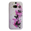 HTC One M8 - Gumiran ovitek (TPUP) - Pink&black butterfly