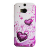 HTC One M8 - Gumiran ovitek (TPUP) - White pink hearts