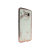 Samsung Galaxy S6 Edge - Gumiran ovitek (TPUE) - roza rob - bele rožice