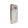 Samsung Galaxy S6 Edge - Gumiran ovitek (TPUE) - roza rob - roza rožice