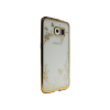 Samsung Galaxy S6 Edge - Gumiran ovitek (TPUE) - zlat rob - bele rožice