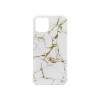 Apple iPhone 12/12 Pro - Gumiran ovitek (TPUP) - Marble - belo-zlat