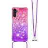 Samsung Galaxy A14 5G - Gumiran ovitek z vrvico (TPUVr) - Roza vijoličen s tekočimi srčki