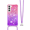 Samsung Galaxy S23+ - Gumiran ovitek z vrvico (TPUVr) - Roza vijoličen s tekočimi srčki