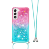 Samsung Galaxy S23+ - Gumiran ovitek z vrvico (TPUVr) - Roza mint s tekočimi srčki
