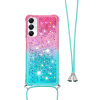Samsung Galaxy A05s - Gumiran ovitek z vrvico (TPUVr) - Roza mint s tekočimi srčki