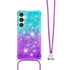 Samsung Galaxy S24 - Gumiran ovitek z vrvico (TPUVr) - Modro vijoličen s tekočimi srčki