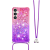 Samsung Galaxy S24 - Gumiran ovitek z vrvico (TPUVr) - Roza vijoličen s tekočimi srčki