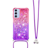 Samsung Galaxy A16 5G - Gumiran ovitek z vrvico (TPUVr) - Roza vijoličen s tekočimi srčki