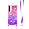Samsung Galaxy A56 5G - Gumiran ovitek z vrvico (TPUVr) - Roza vijoličen s tekočimi srčki