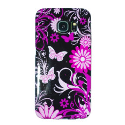 Samsung Galaxy S6 Edge - Gumiran ovitek (TPUP) - Pinky flowers dark