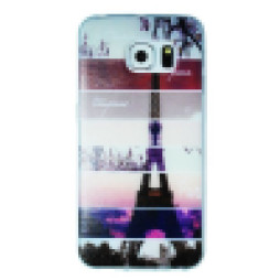 Samsung Galaxy S6 Edge - Gumiran ovitek (TPUP) - Colorful Eiffel tower