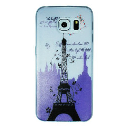 Samsung Galaxy S6 Edge - Gumiran ovitek (TPUP) - Purple Eiffel tower