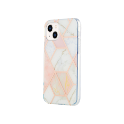 Apple iPhone 15 - Gumiran ovitek (TPUP) - pink marble