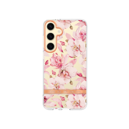 Samsung Galaxy S24 - Gumiran ovitek (TPUP) - Flowers - roza