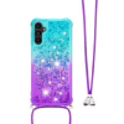 Samsung Galaxy A25 5G - Gumiran ovitek z vrvico (TPUVr) - Modro vijoličen s tekočimi srčki