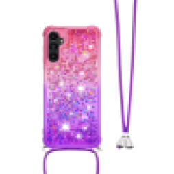 Samsung Galaxy A25 5G - Gumiran ovitek z vrvico (TPUVr) - Roza vijoličen s tekočimi srčki