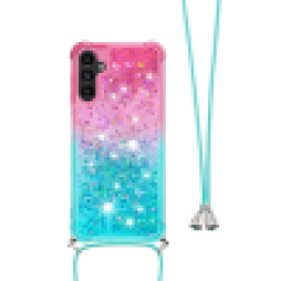 Samsung Galaxy A25 5G - Gumiran ovitek z vrvico (TPUVr) - Roza mint s tekočimi srčki