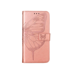 Samsung Galaxy S25 - Preklopna torbica (WLGO-Butterfly) - roza-zlata