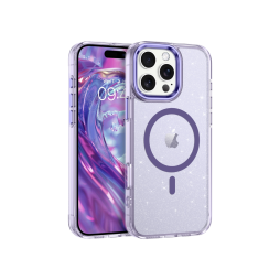 Apple iPhone 15 Pro Max - Gumiran magnetni ovitek (TPU Magnetic Sparkle) - vijoličen