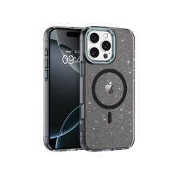 Apple iPhone 16 Pro - Gumiran magnetni ovitek (TPU Magnetic Sparkle) - črn