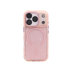 Apple iPhone 17 Pro Max - Gumiran magnetni ovitek (TPU Magnetic Sparkle) - roza