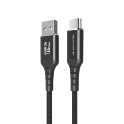 USB na USB-C kabel, 480 Mbps, 60W (30 cm) - podatkovni in polnilni kabel - najlon, črn