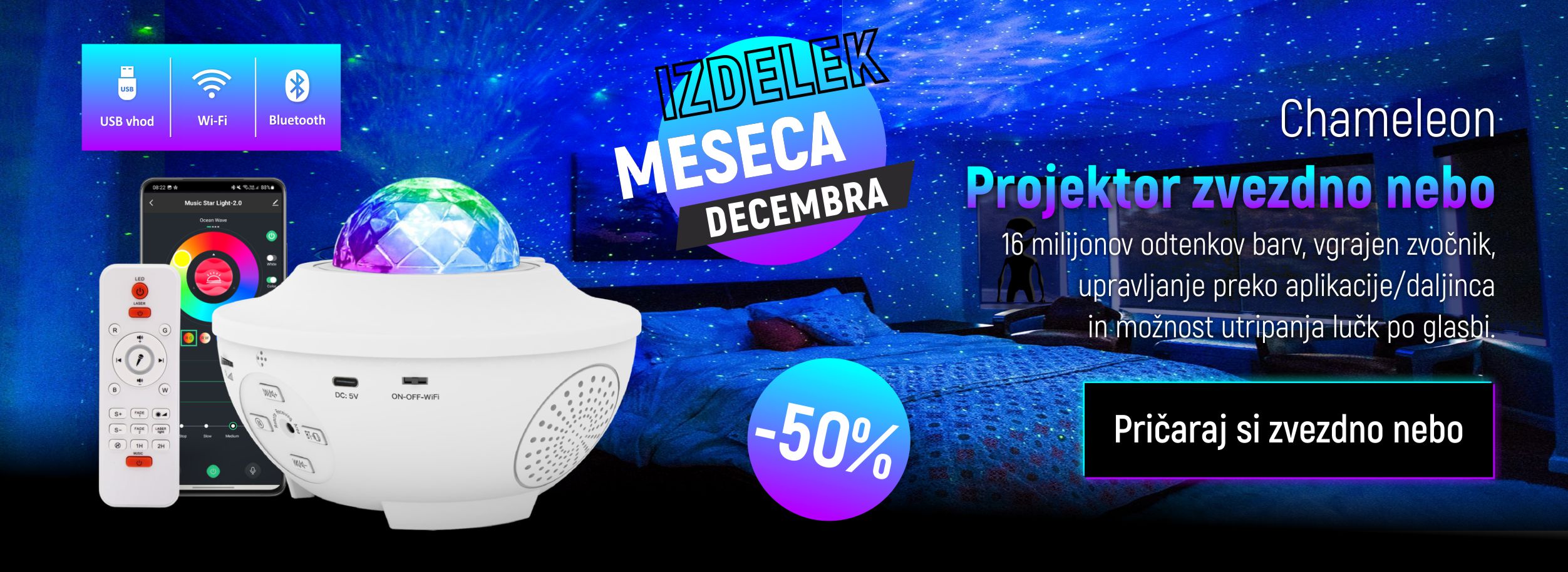 zvezdni projektor za projekcijo vesolja